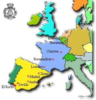 Mapa del Camino Europeo de El Rocío