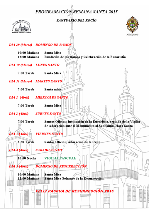 Santuario Rocio programación semana santa 2015