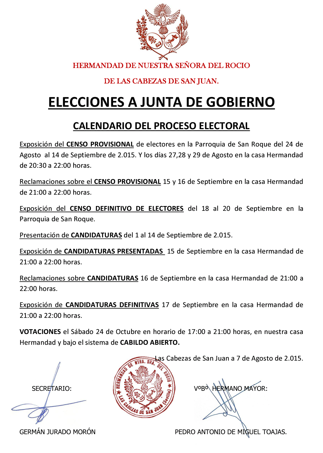 Las Cabezas - Calendario Electoral
