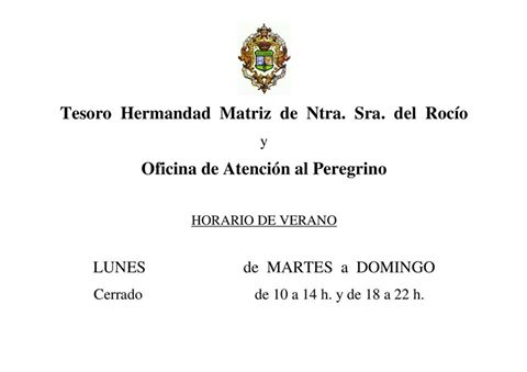 Horario Tesoro del Rocío