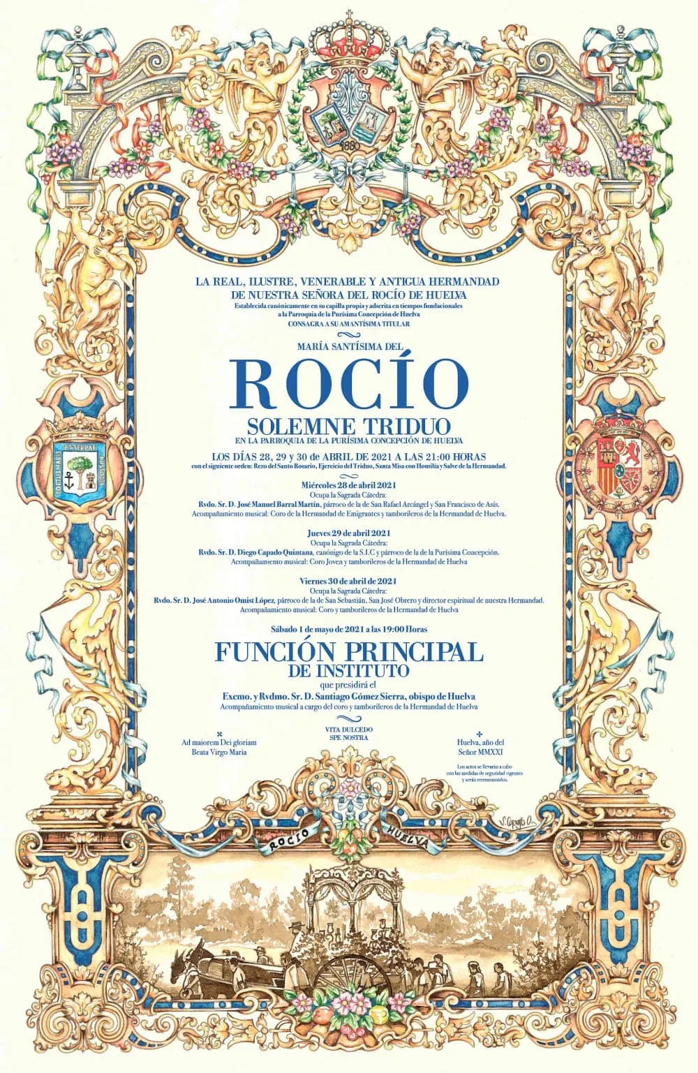 huelva rocio 2021 triduo cartel