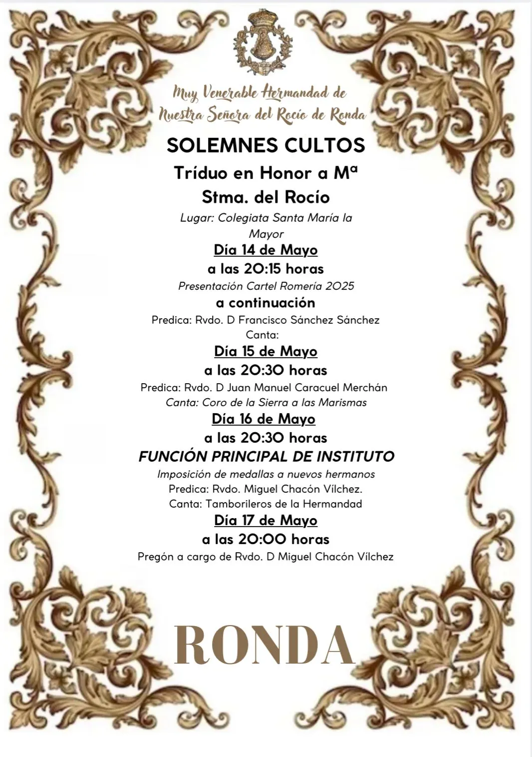 Cartel rocio 2025 Ronda
