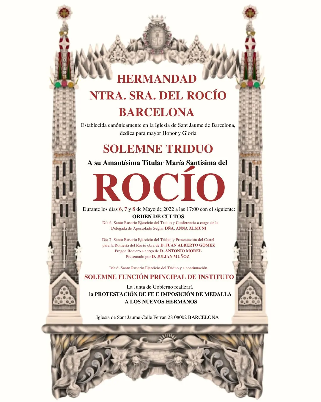 cultos rocio 2022-Barcelona