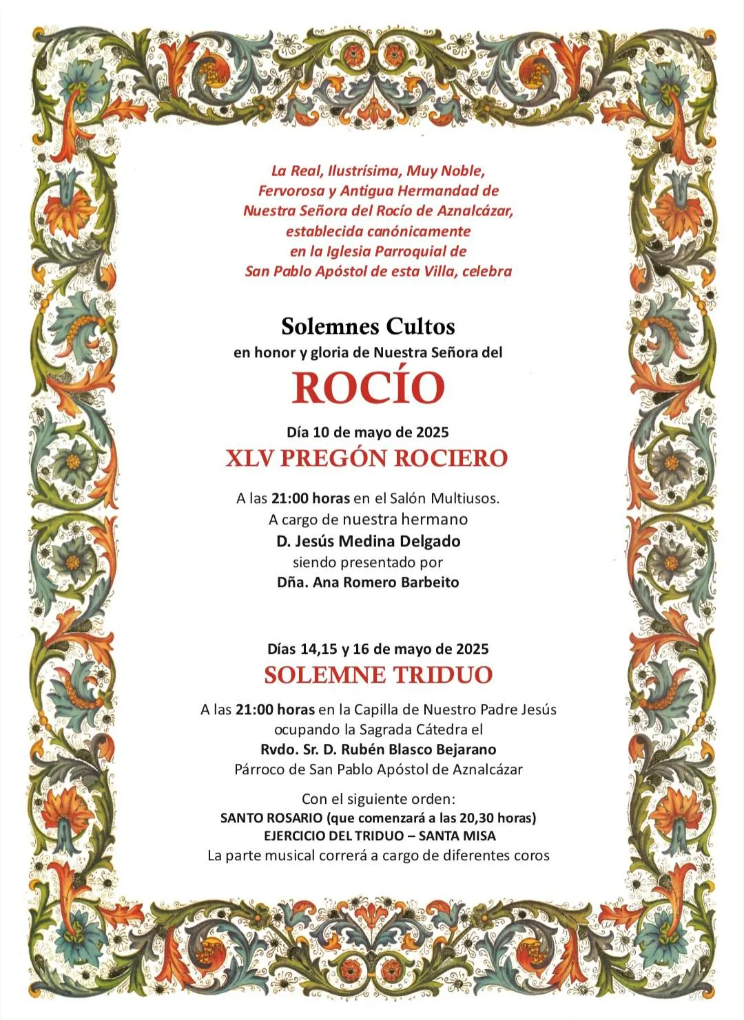 Actos Rocio 2025 Aznalcazar