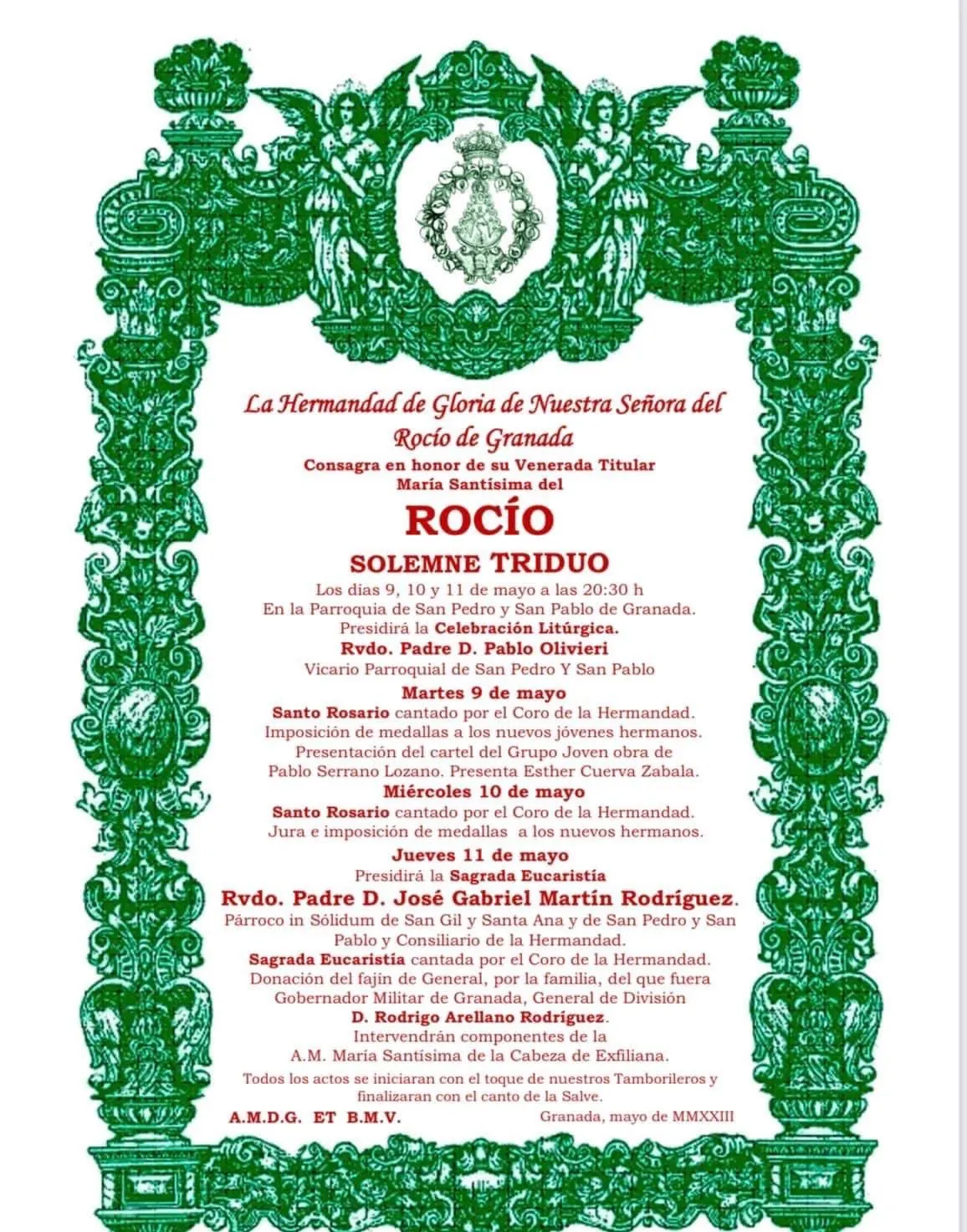 cultos rocio 2023 Granada