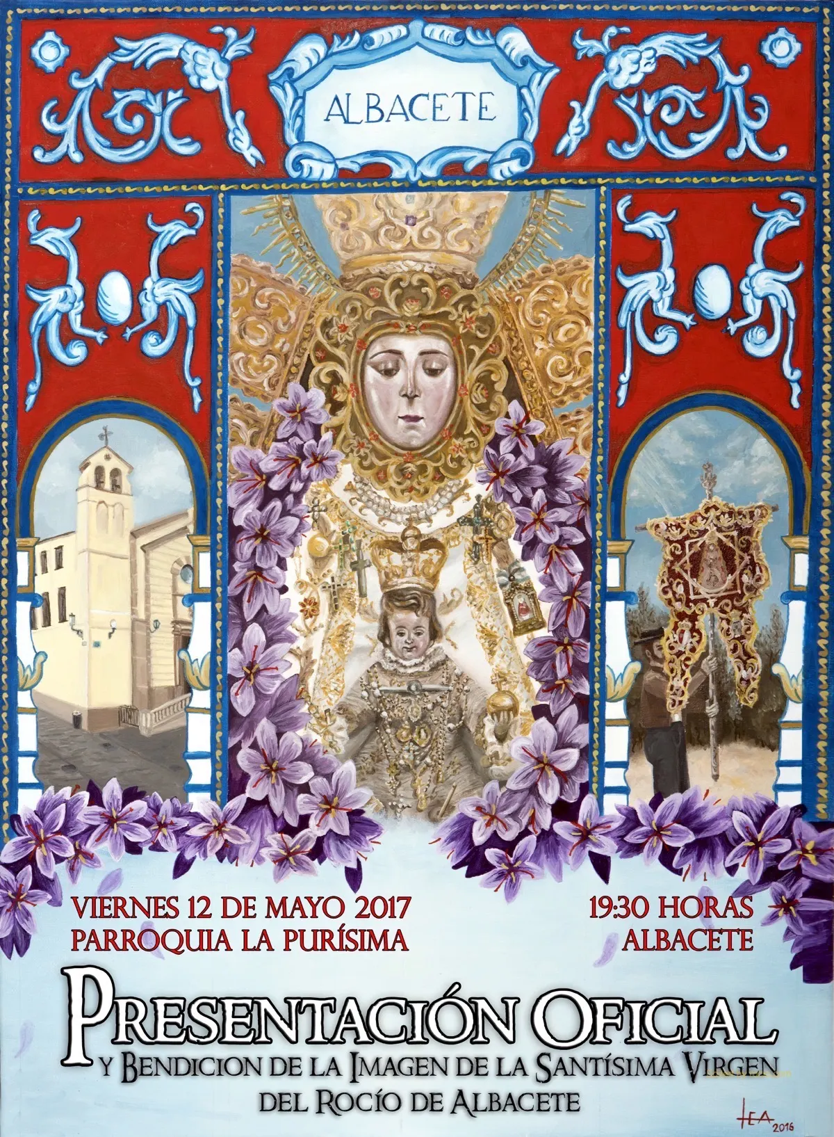 CARTEL PRESENTACION y BENDICIÃN DE LA VIRGEN DEL ROCIO albacete