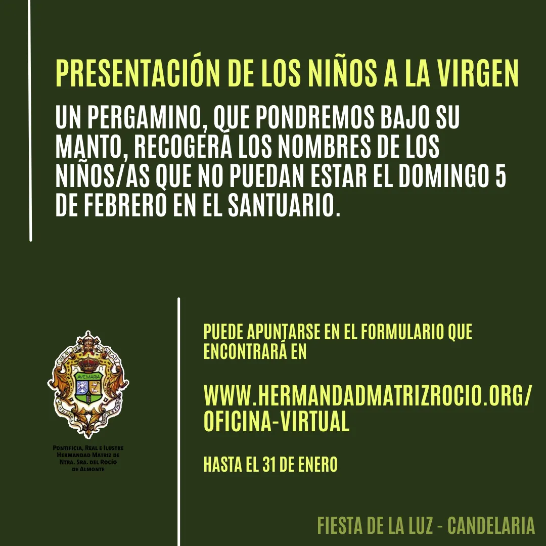 Candelaria presentacion niños a la virgen rocio 2023