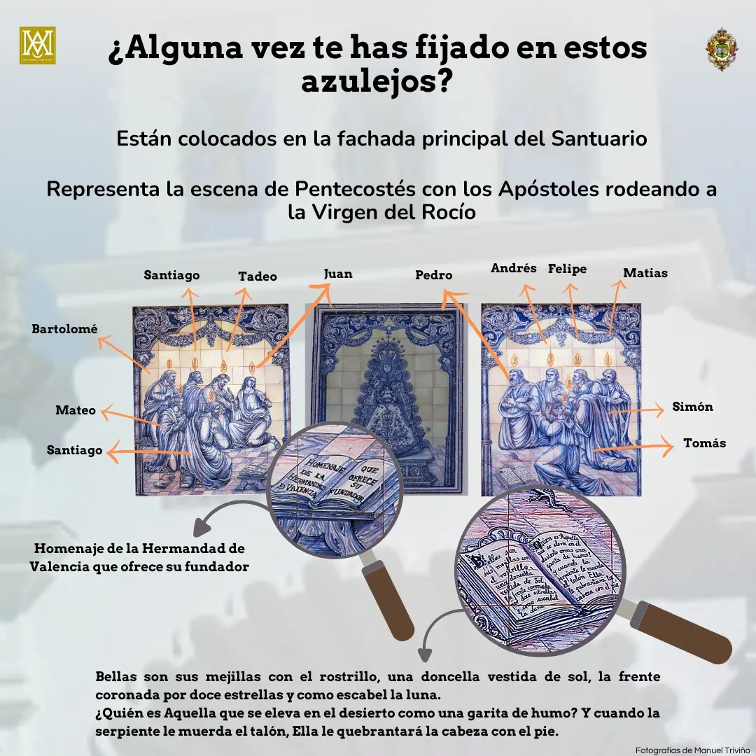 azulejos de la fachada del santuario de la Virgen del Rocio