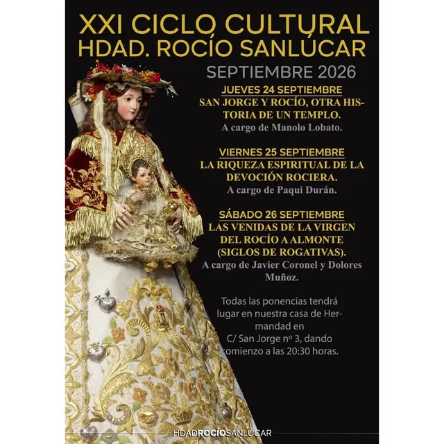 Publicación de Sanlúcar de Barrameda sobre XXI Ciclo Cultural | Durante los días 24, 25 y 26 de septiembre celebraremos la vigésima primera edición de nuestro Cicl…