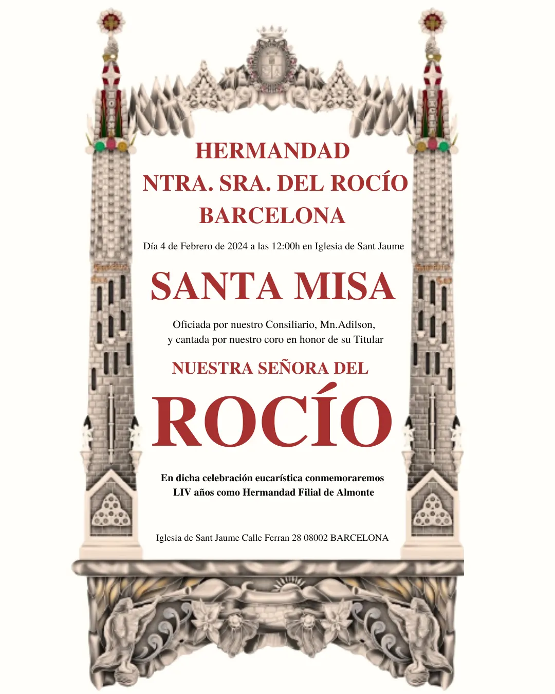 Rocio barcelona MISA 54 ANIVERSARIO FEBRERO 2024