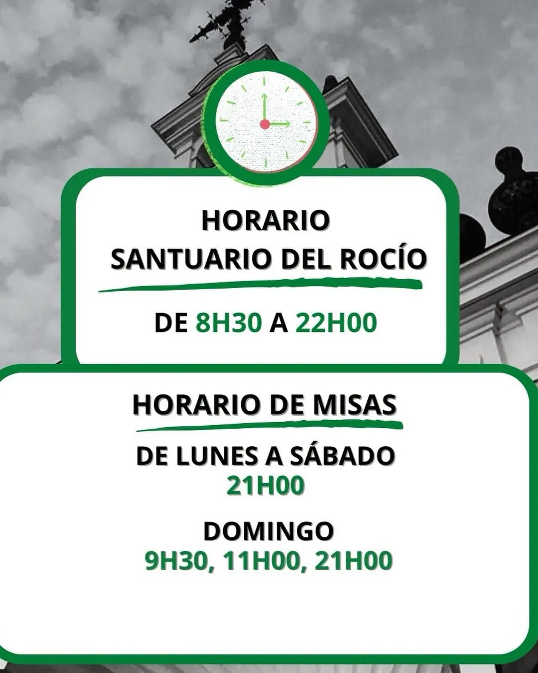 Nuevo horario de apertura y Misas en el Santuario de Ntra.Sra del Rocío 2026