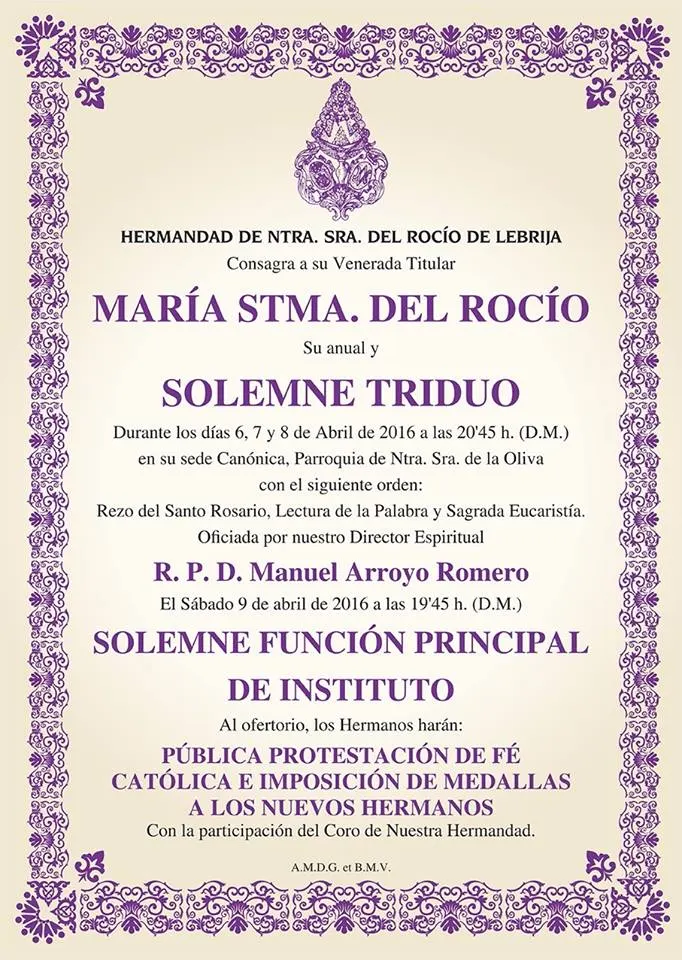 Lebrija cultos rocio 2016