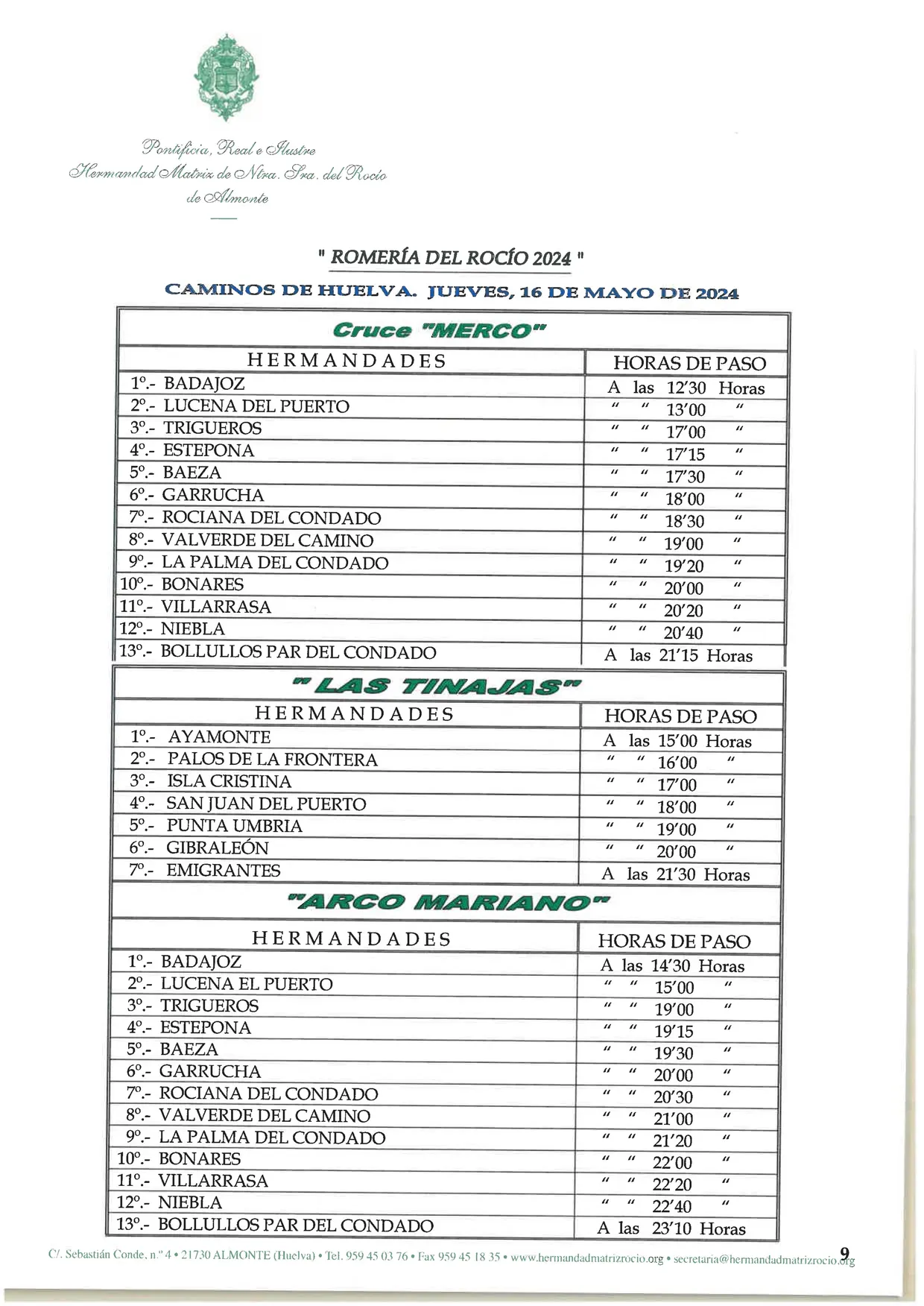 HORARIOS DE PASO-9