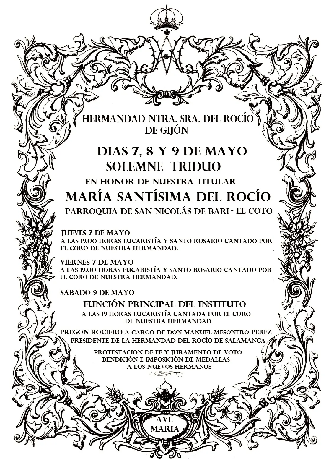 CARTEL TRIDUO HDAD ROCÍO GIJÓN 2015