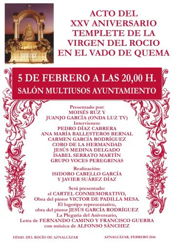 Aznalcazar cartel-actos-25-aniversario-templete