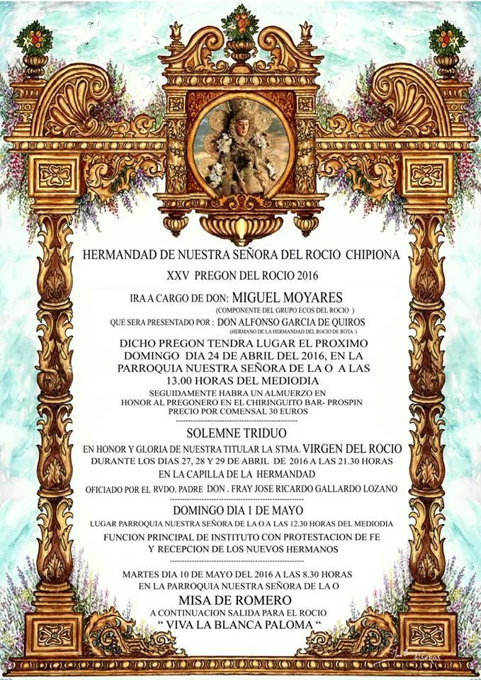 Chipiona cultos rocio 2016