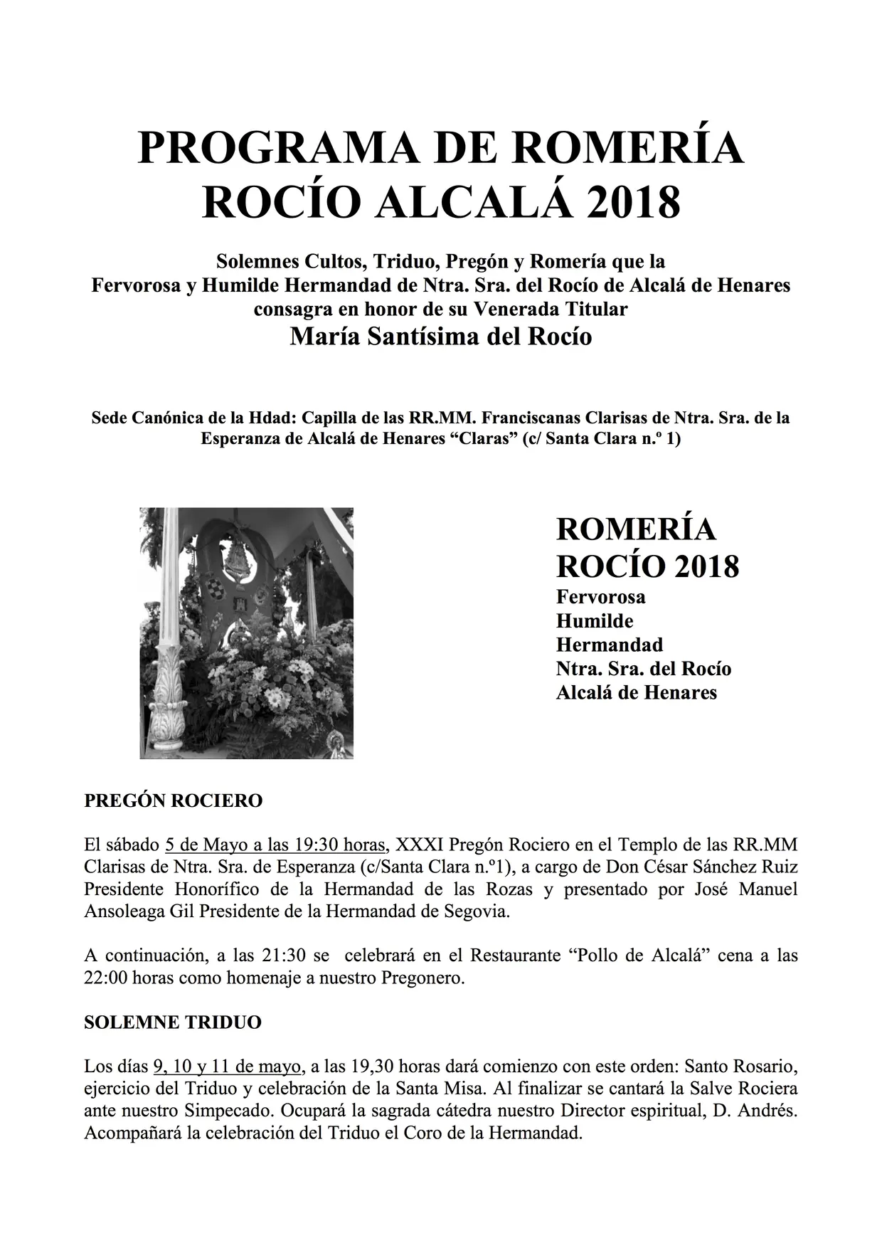 Alcala de Henares cultos 2018-1
