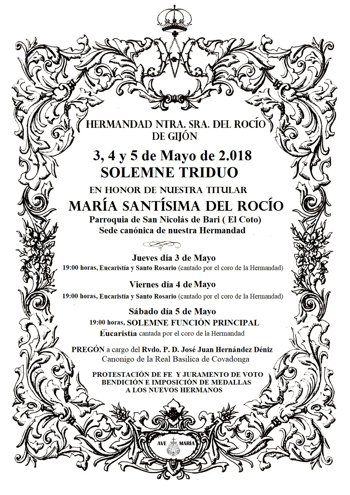 CARTEL TRIDUO HDAD ROCiO GIJoN 2018