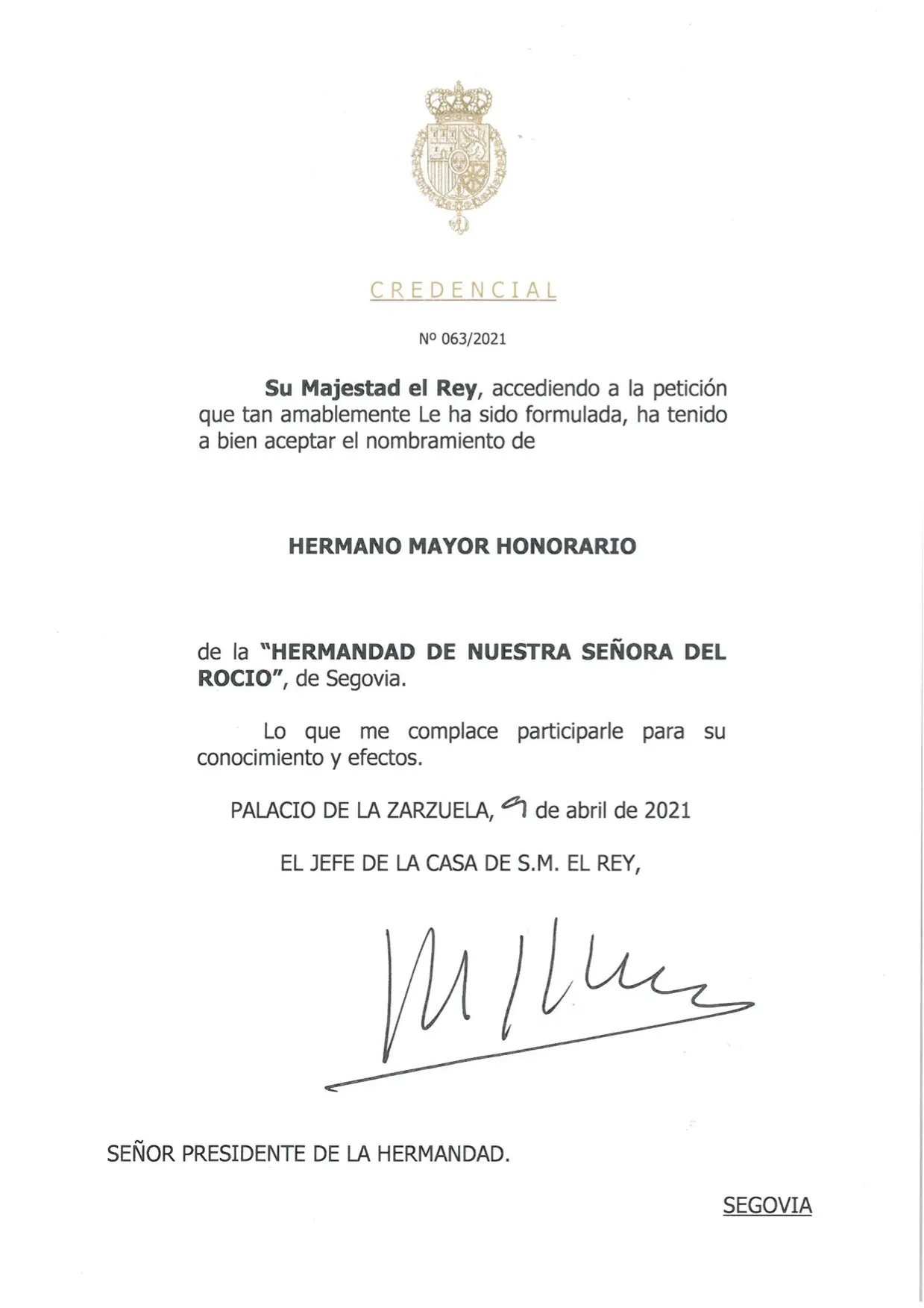 SEgovia rocio EL REY HNO. MAYOR HONORIFICO