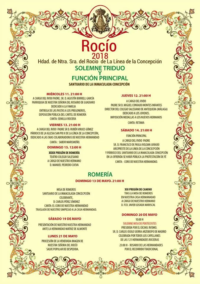La Linea tRIDUO, FUNCIÓN PRINCIPAL, PREGÓN Y ROMERÍA 2018.