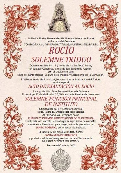 Rociana triduo 2016