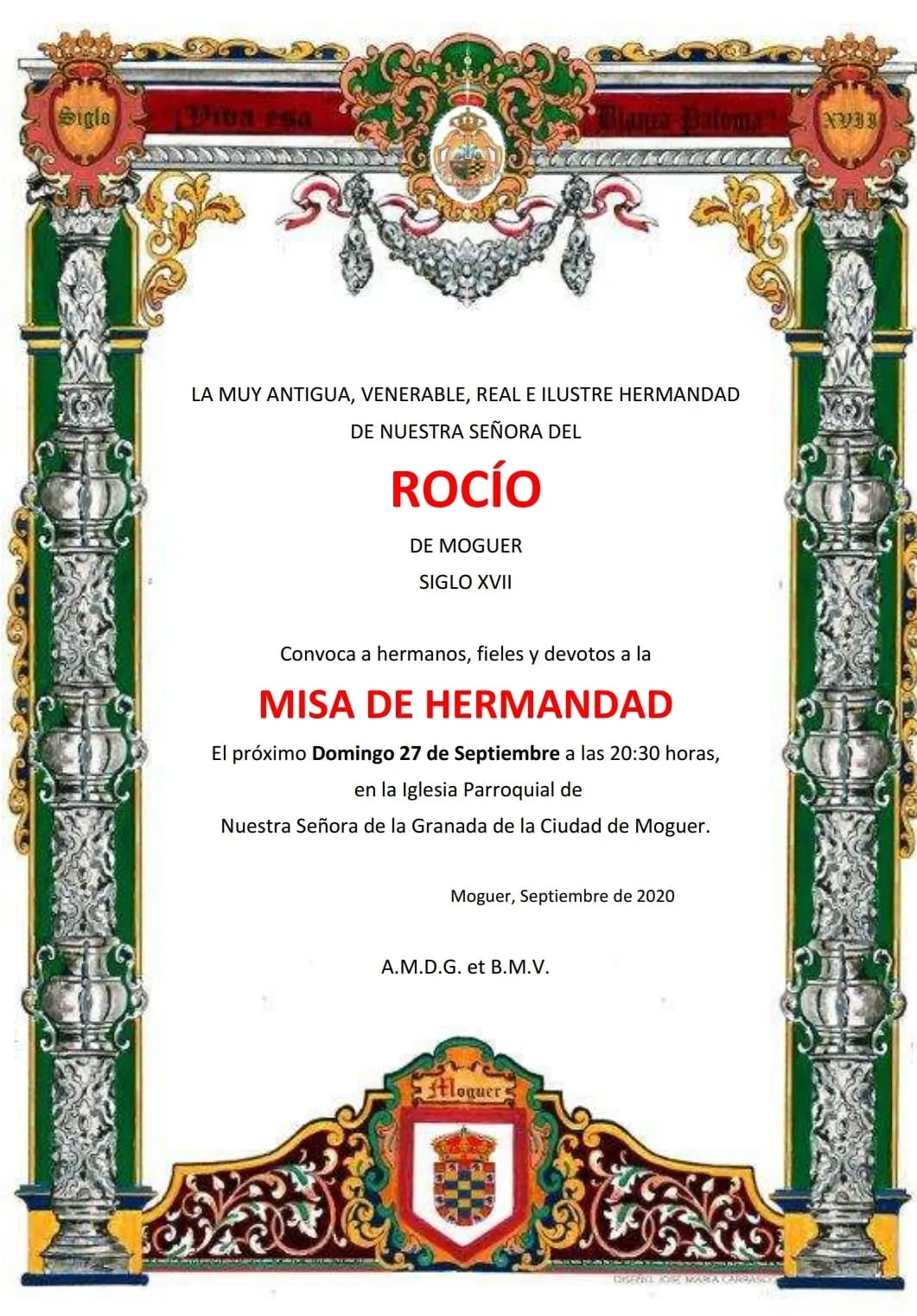 Moguer rocio misa hermandad 2020