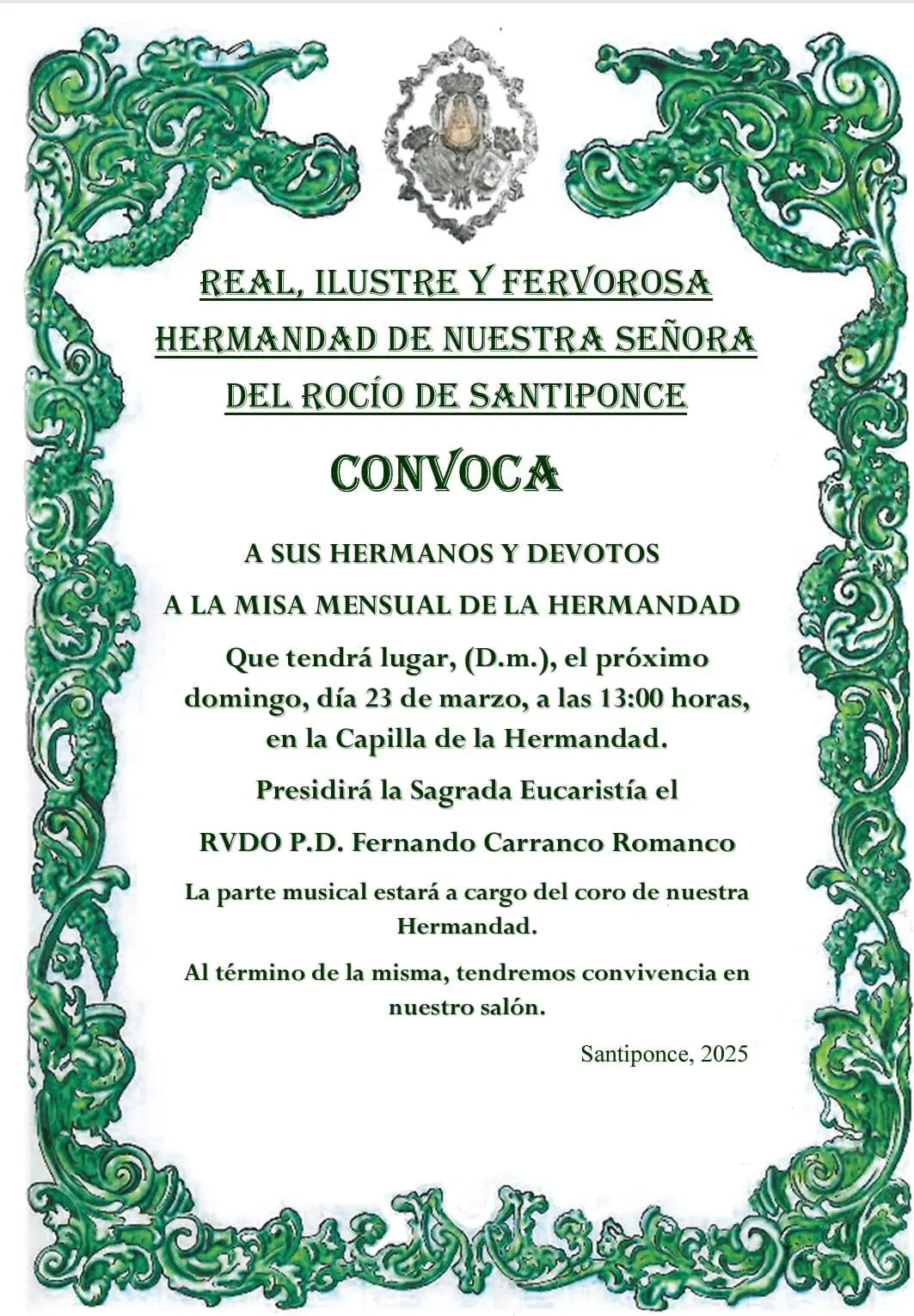 rocio santiponce misa mensual