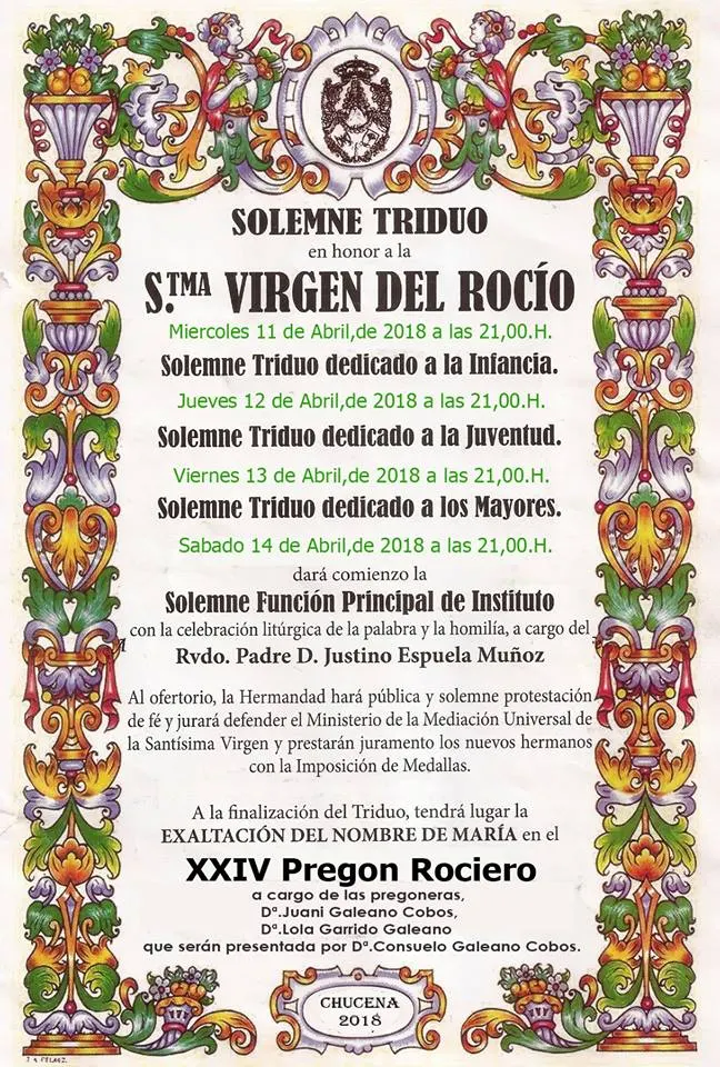 Chucena triduo y pregon 2018