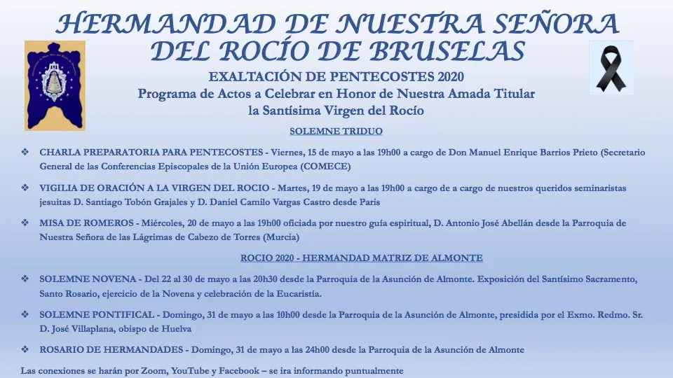 Bruselas Programa de Actos - Pentecostes 2020