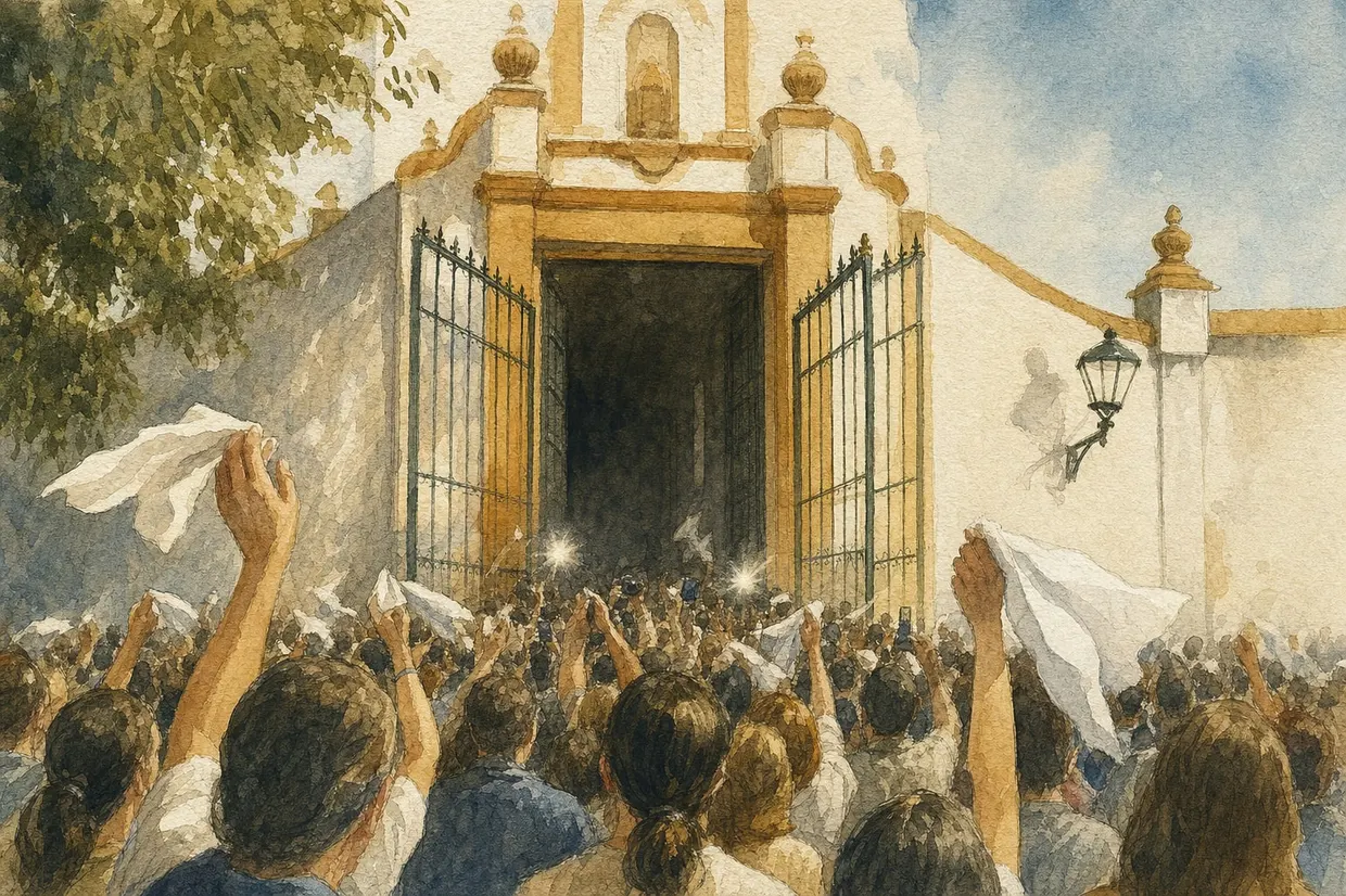 Ilustración de el salto de la reja: inicio de un traslado multitudinario
