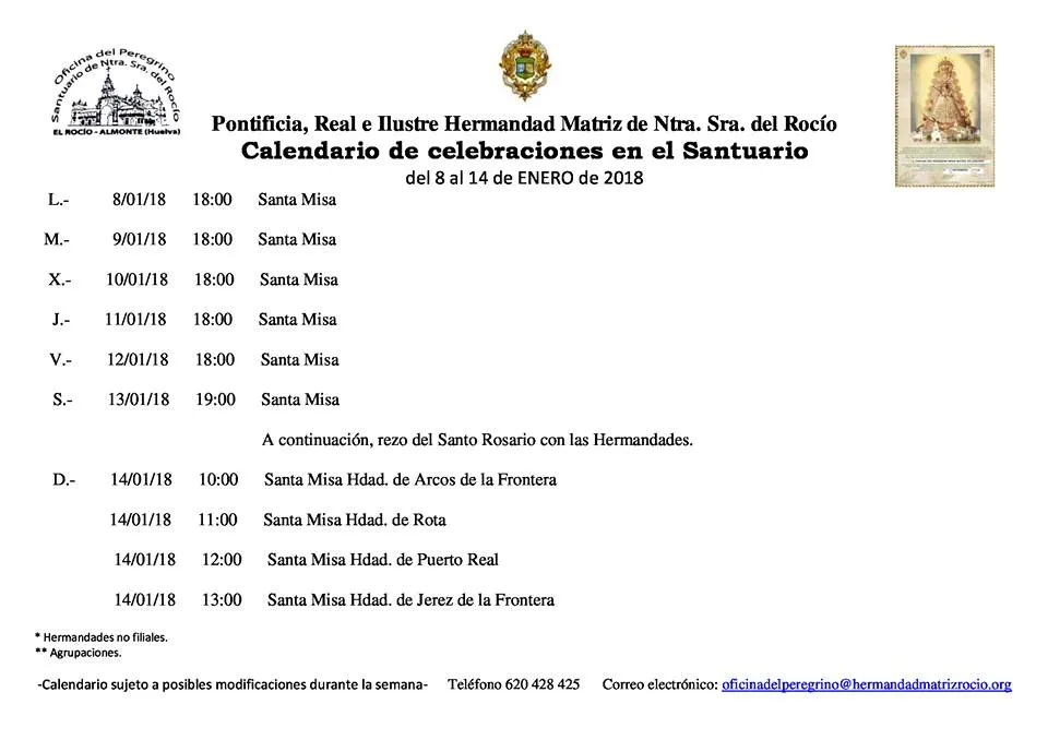 Calendario-de-Celebraciones-en-el-Santuario-del-Rocio-del-6-al-14-de-enero-de-2018