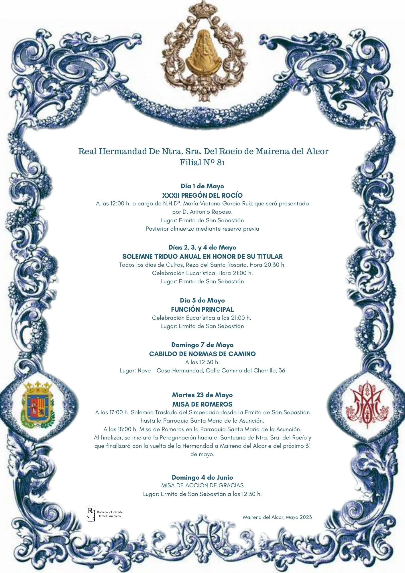 cultos rocio 2023 Mairena del Alcor