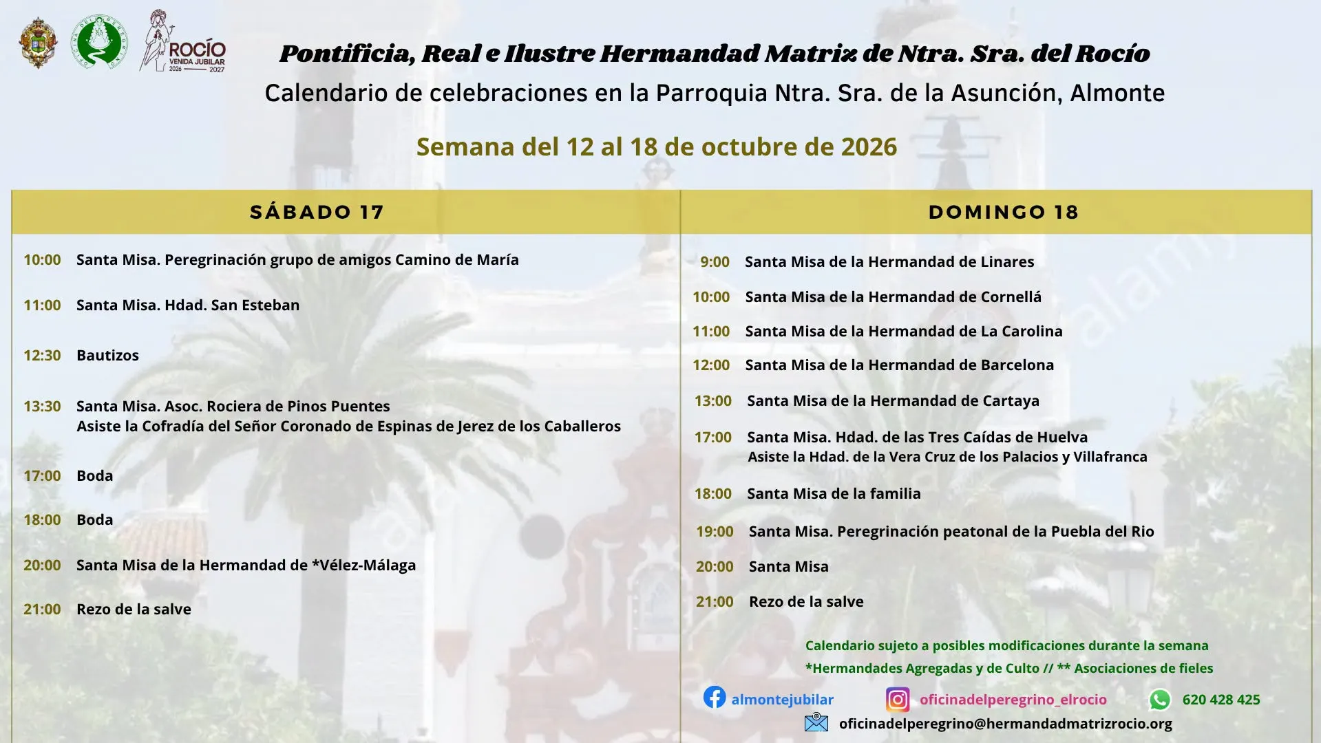 2celebraciones de la semana del 12 al 18 de octubre 2026