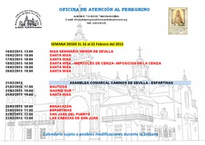 calendario de peregrinaciones del 16 al 22 de febrero 2015