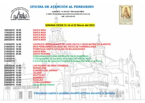 Calendario del 16 al 22 de marzo 2015