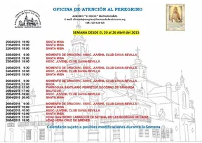 calendario peregrinaciones 20-26-abril-2015