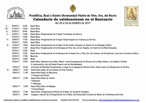 Calendario celebraciones rocio