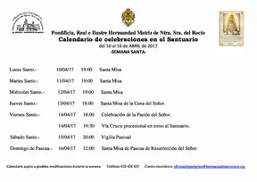 Calendario del 10 alñ 16 de abril 2017 rocio