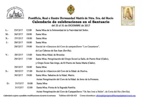 Calendario-de-Celebraciones-en-el-Santuario-del-Rocio-del-24-al-31-de-diciembre-de-2017