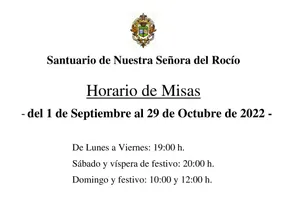 horarios misas rocio septiembre 2022