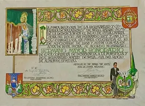 Hdad. redencion de sevilla nombra hno. mayor honorario a la matriz del rocio.