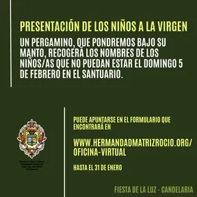 Candelaria presentacion niños a la virgen rocio 2023