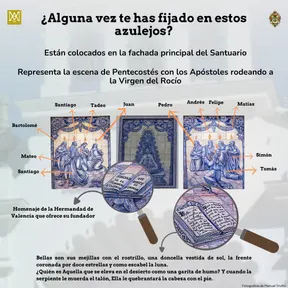 azulejos de la fachada del santuario de la Virgen del Rocio