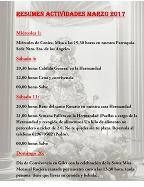 Valencia actividades de marzo 17
