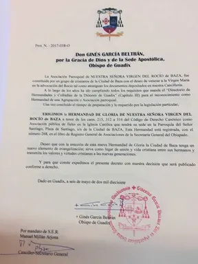 Baza hermandad canónica 2017
