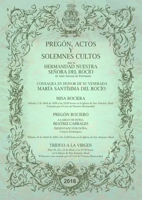 Cultos y Pregon Hermandad Nuestra Señora del Rocio de Sant Antoni de Portmany