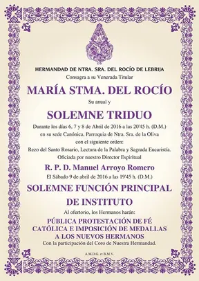 Lebrija cultos rocio 2016