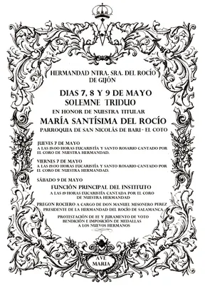 CARTEL TRIDUO HDAD ROCÍO GIJÓN 2015