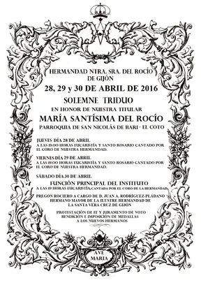 CARTEL TRIDUO 2016 HDAD ROCÍO GIJÓN