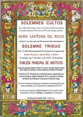 La Palma rocio 2020 Cultos 2020